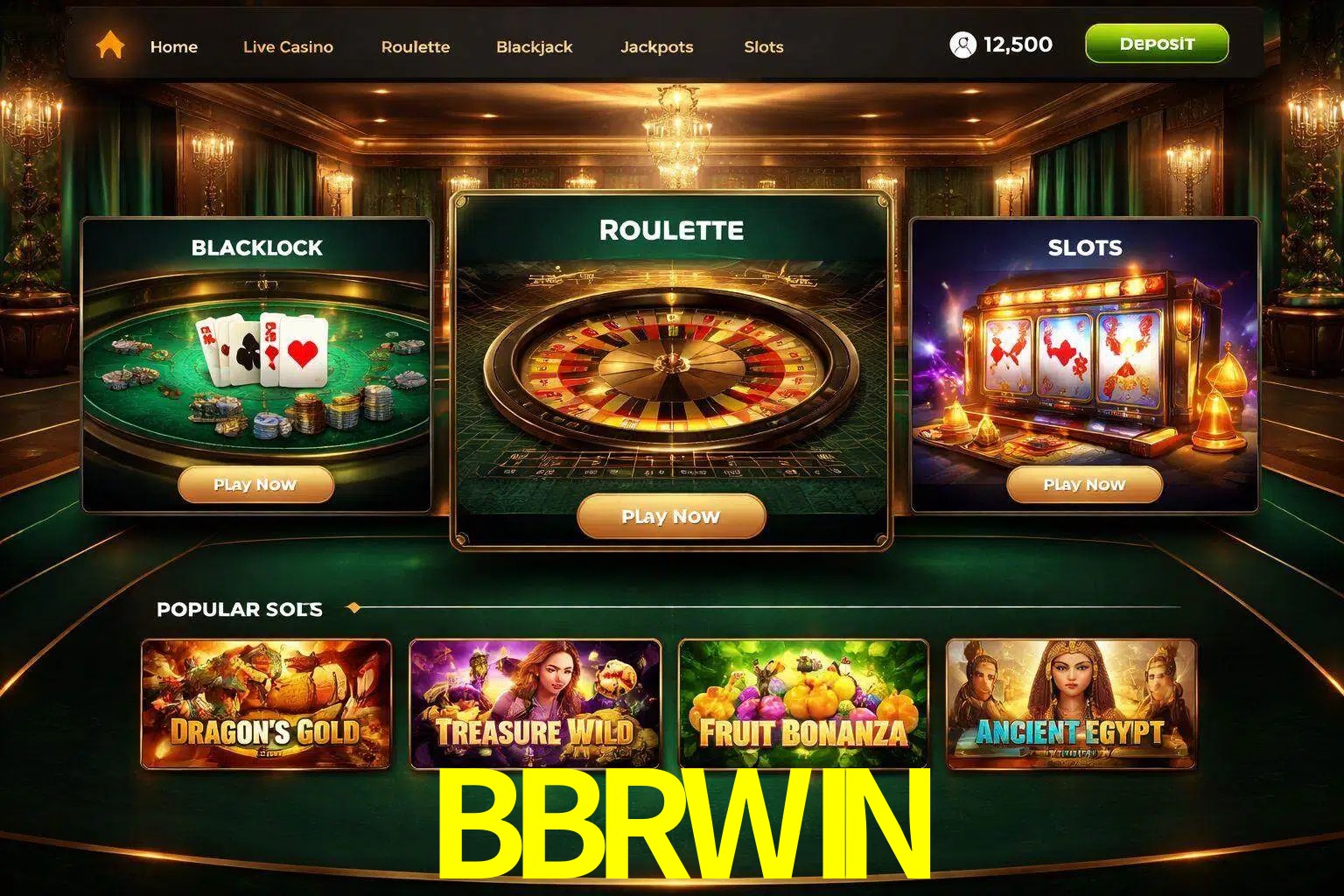 Vista de la plataforma BBRWIN Casino mostrando categorías organizadas de juegos en línea